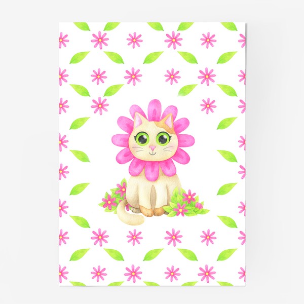 Постер «Цветущий котенок. Розовая ромашка»
