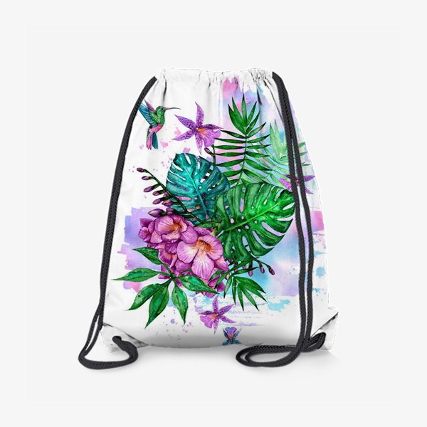 Рюкзак «Тропический букет с колибри»
