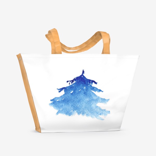 Пляжная сумка «Голубая ель акварель»
