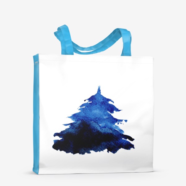 Сумка-шоппер «Акварельная синяя ель»