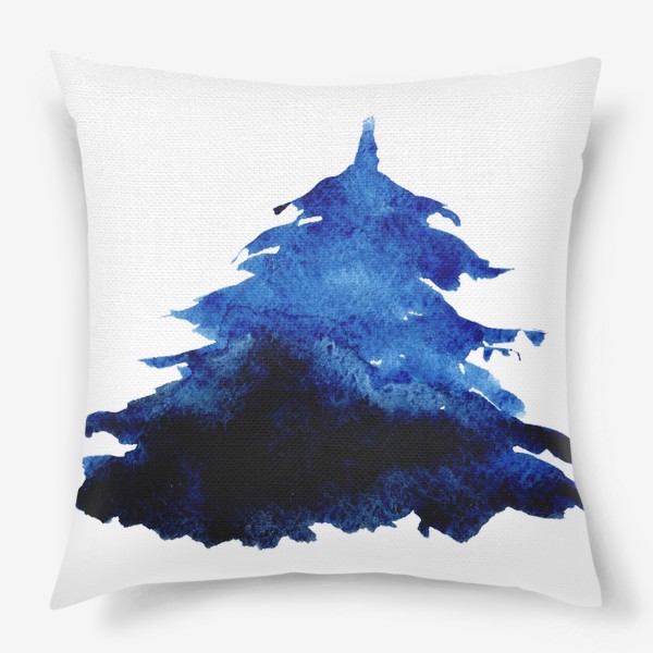 Подушка «Акварельная синяя ель»