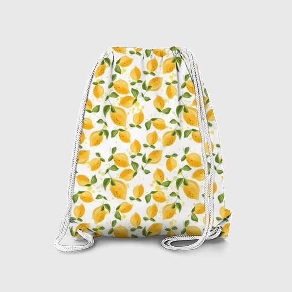 Рюкзак «Лимоны с веточками. Акварель.»
