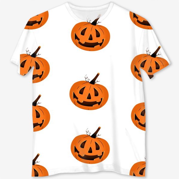 Футболка с полной запечаткой «Паттерн на Хэллоуин с тыквами/Halloween pattern with pumpkins»