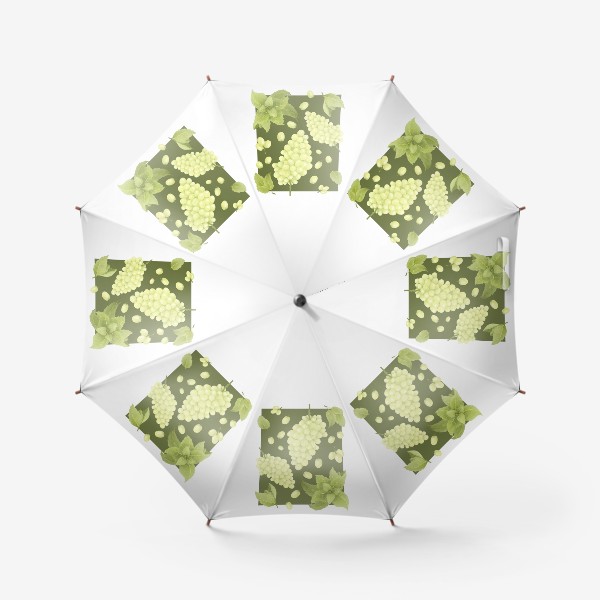 Зонт «Виноград и мята на оливковом фоне (Коллекция "Фрукты и геометрия")»