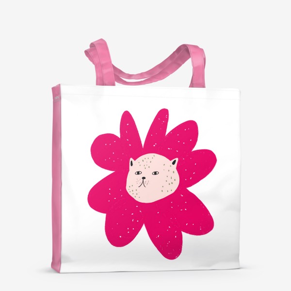 Сумка-шоппер «Голова кота в розовом цветке»