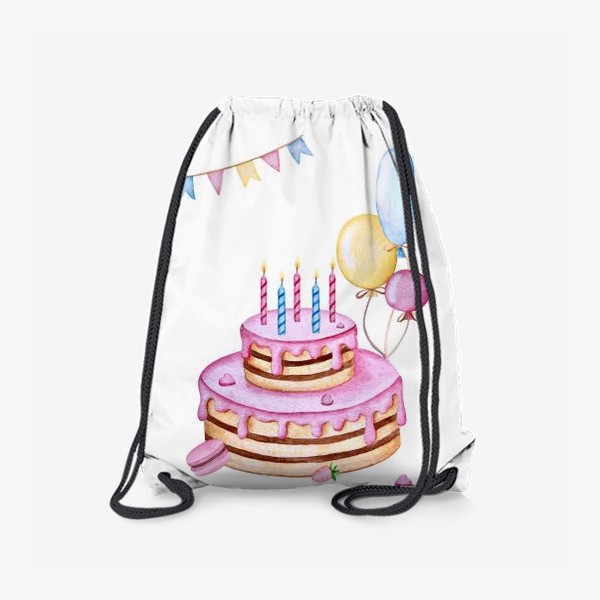 Рюкзак «С днём Рождения. Торт со свечками.»