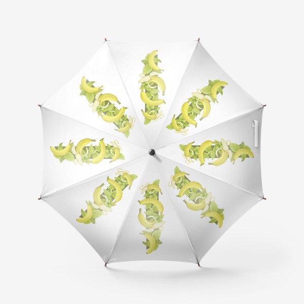 Зонт «Бананы и мята на оливковом фоне (Коллекция "Фрукты и геометрия")»