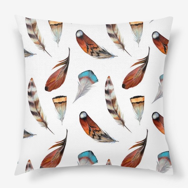 Подушка &laquo;красочный узор из перьев различных птиц&raquo;