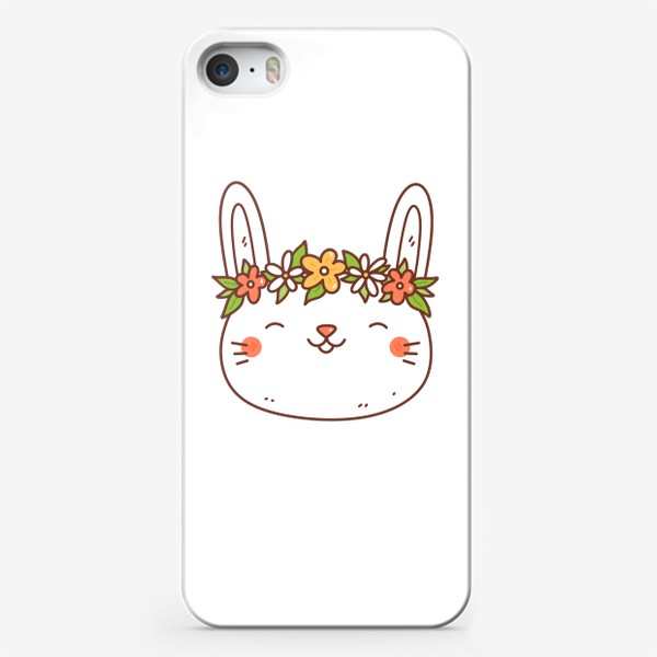 Чехол iPhone «Милый кролик в цветочном венке / Kawaii / Кавайный принт / Заяц»
