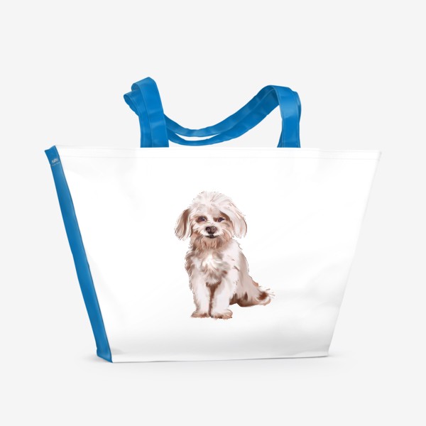 Пляжная сумка &laquo;Собака. Веселый белый пес.&raquo;