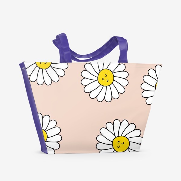 Пляжная сумка «Забавные ромашки, розовый»