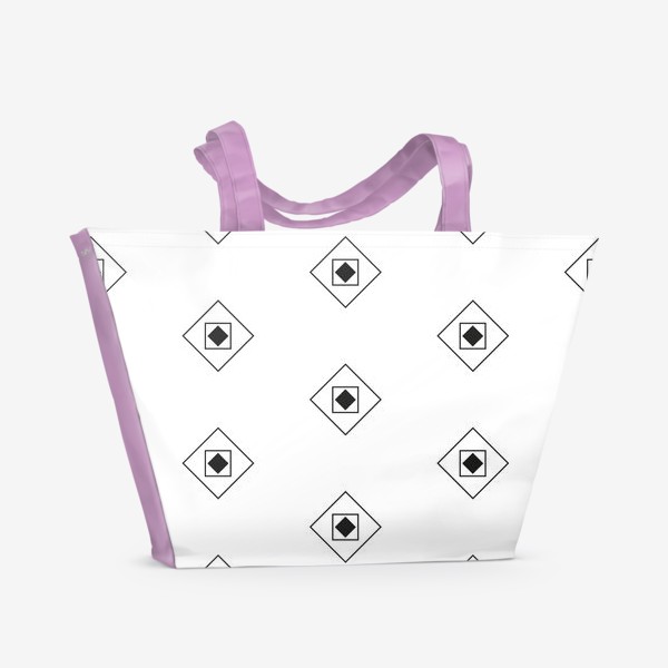 Пляжная сумка «Black & White Rhombus & Squares Pattern»