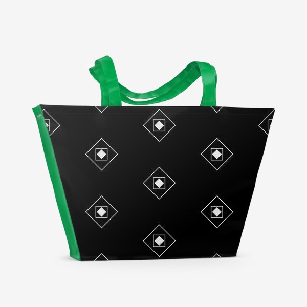 Пляжная сумка &laquo;Black & White Rhombus & Squares Pattern 2&raquo;