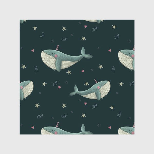 Скатерть «Милые киты с сердцами»