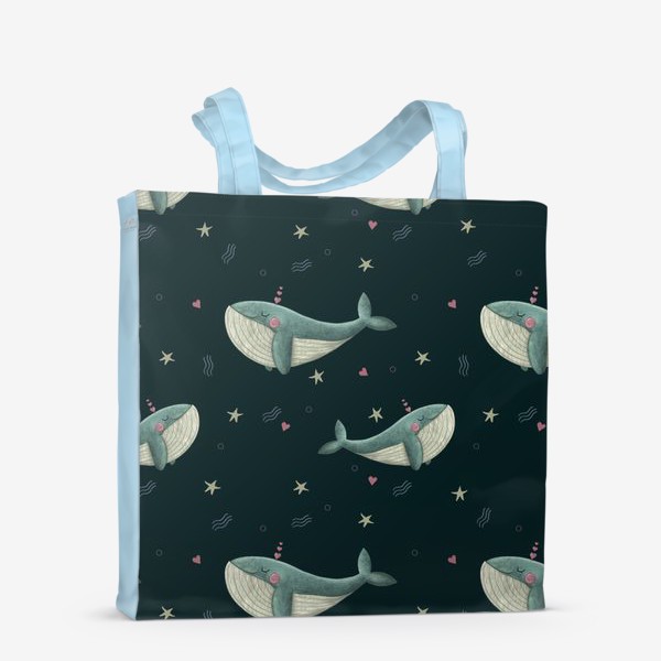 Сумка-шоппер «Милые киты с сердцами»