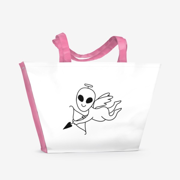 Пляжная сумка «Дудл инопланетянин - купидон»