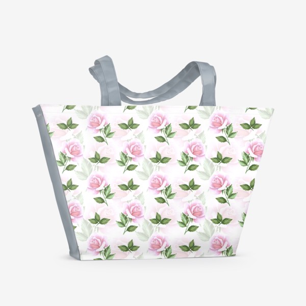 Пляжная сумка «Садовые розы, паттерн»