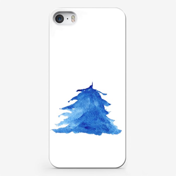 Чехол iPhone «Абстрактная акварельная ель голубая зимой»