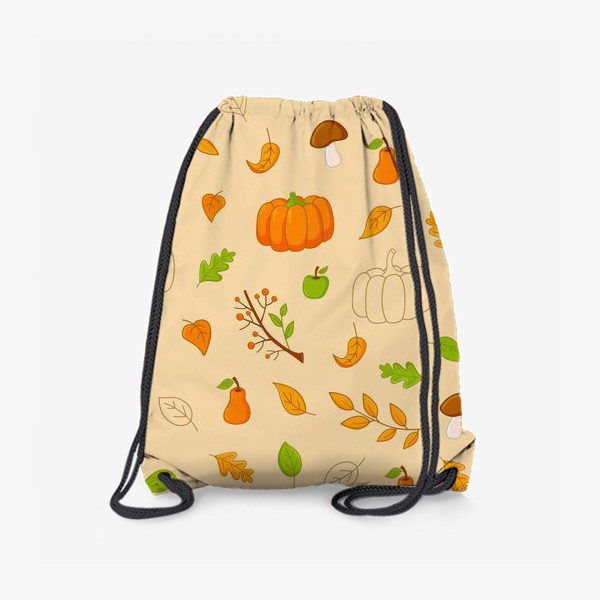 Рюкзак «Осенний паттерн. Тыквы, грибы, листья, ягоды, фрукты.»