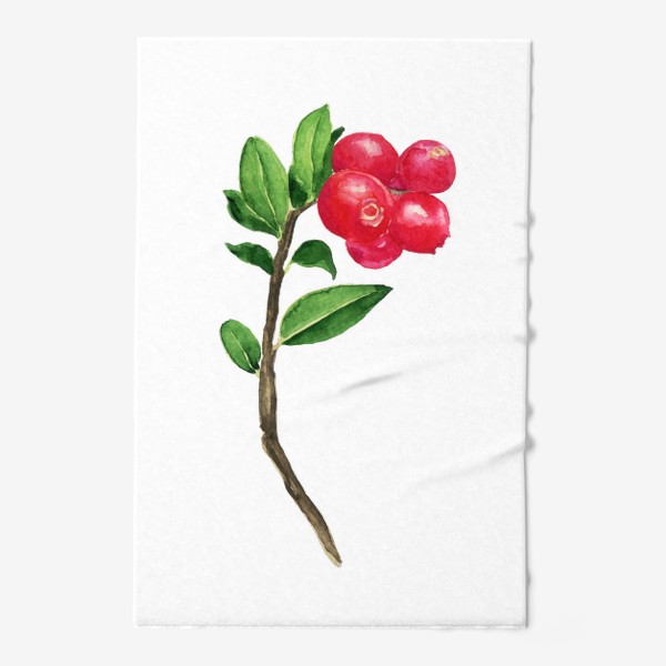 Полотенце «Брусника акварельная красная ягода Карелии»