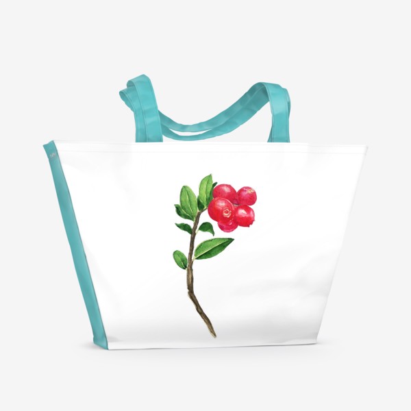 Пляжная сумка «Брусника акварельная красная ягода Карелии»