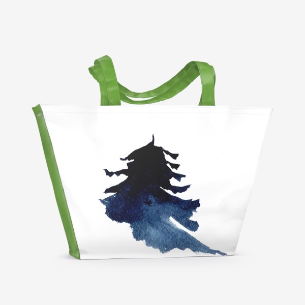 Пляжная сумка «Абстрактная акварельная ель темно-синяя»