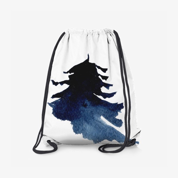 Рюкзак «Абстрактная акварельная ель темно-синяя»