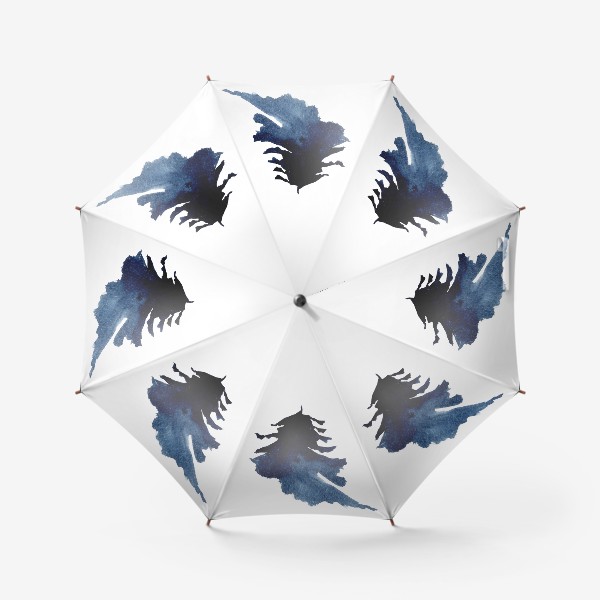 Зонт «Абстрактная акварельная ель темно-синяя»