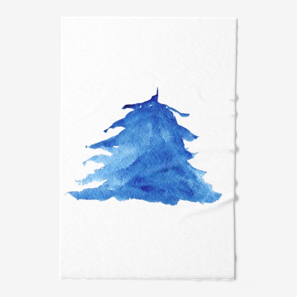 Полотенце «Абстрактная акварельная ель голубая зимой»