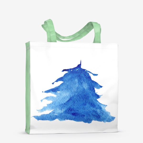 Сумка-шоппер «Абстрактная акварельная ель голубая зимой»