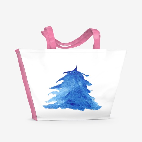 Пляжная сумка «Абстрактная акварельная ель голубая зимой»