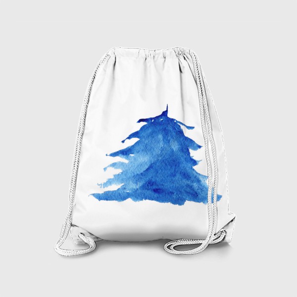 Рюкзак «Абстрактная акварельная ель голубая зимой»