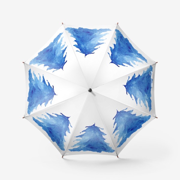 Зонт «Абстрактная акварельная ель голубая зимой»