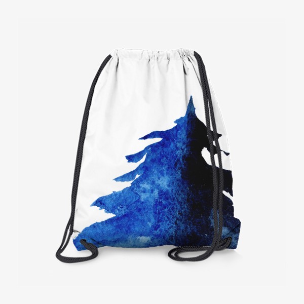 Рюкзак «Синяя акварельная ель зима»