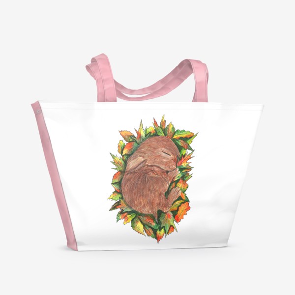 Пляжная сумка «Кролик в осенних листьях»