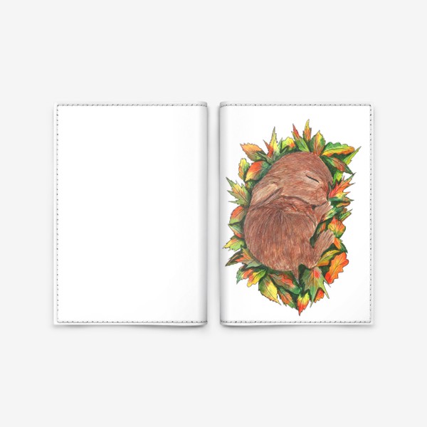 Обложка для паспорта «Кролик в осенних листьях»