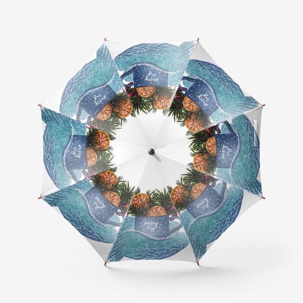 Зонт «Зимняя кружка с варежками»