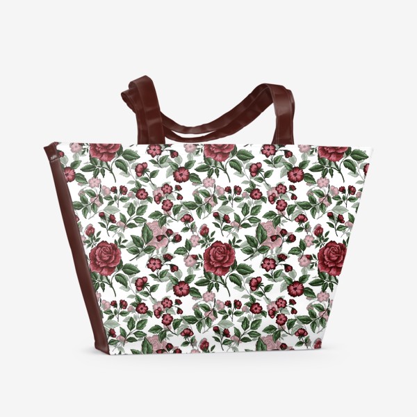 Пляжная сумка «Узор с розами»