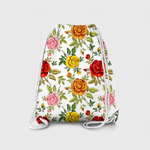 Рюкзак «Узор с яркими разноцветными розами»