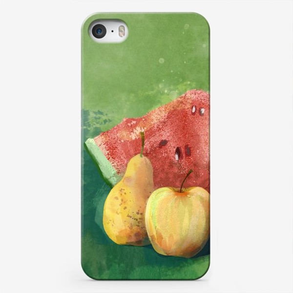 Чехол iPhone &laquo;Фруктовый лимонад, яблоко, груша, слива, арбуз, ромашки&raquo;