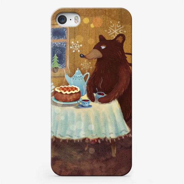 Чехол iPhone «Медведь и гусь пьют чай»