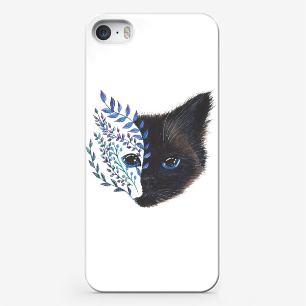 Чехол iPhone «Сиамский кот и ветки с градиентом»
