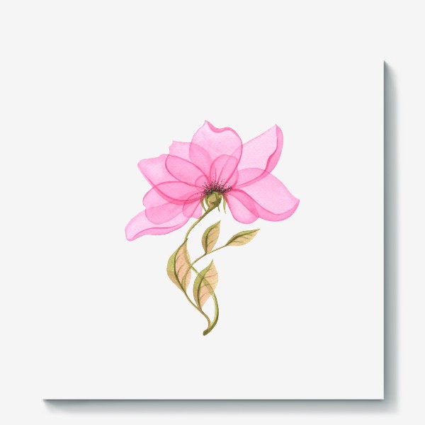 Холст &laquo;Нежный розовый цветок прозрачный, Акварельный.&raquo;