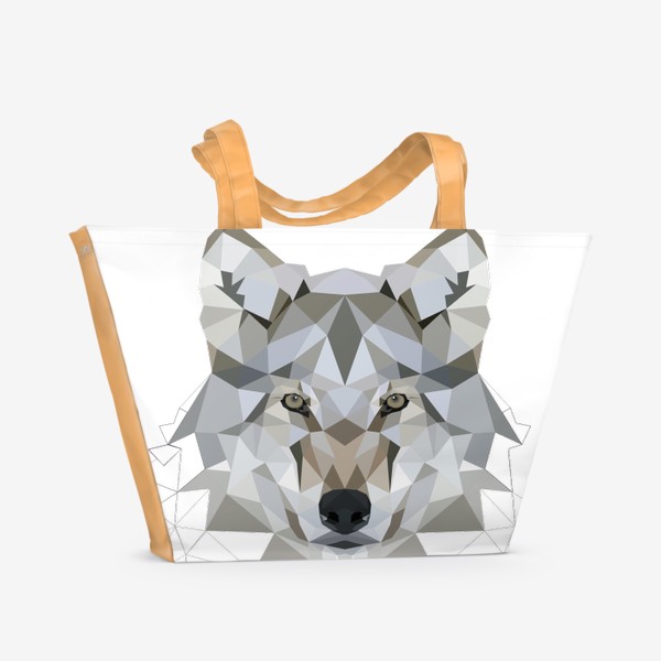 Пляжная сумка «Серый волк, Лес, Животные России, Дикая природа»