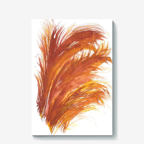Холст «Thick fluffy tuft of long autumn orange-brown grass - Густой пушистый пучок длинной осенней оранжево-коричневой травы»