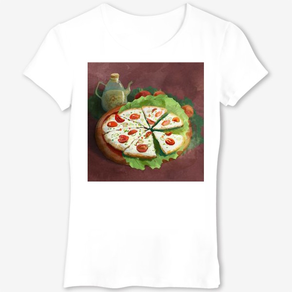 Футболка «Пицца с помидорами, оливками, грибами. Веганская.»