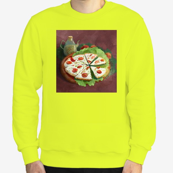 Свитшот «Пицца с помидорами, оливками, грибами. Веганская.»