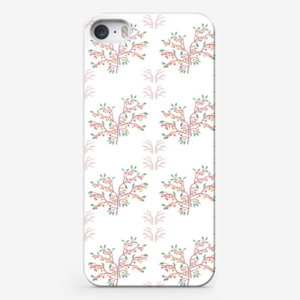 Чехол iPhone «Узор Надежда — ветки листья ягоды мелкие»