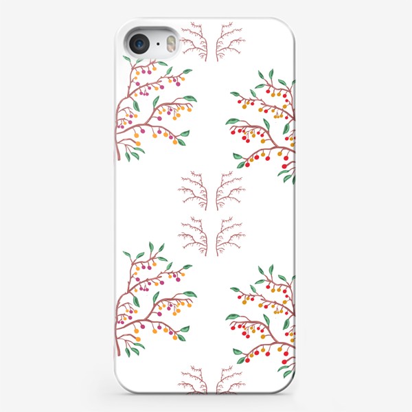 Чехол iPhone «Узор Надежда — ветки листья ягоды крупный»