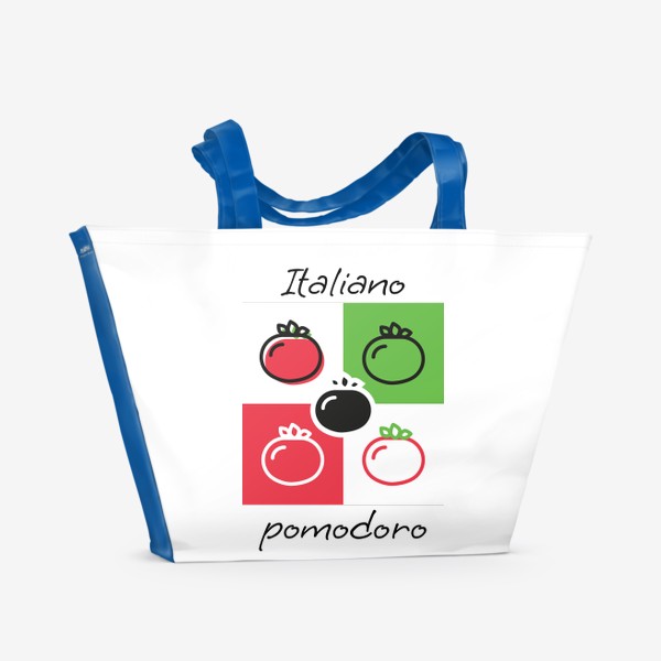 Пляжная сумка «Любовь к Италии, итальянский помидор, пицца, Italiano pomodoro»